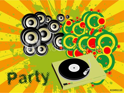 Abstract party vector illustration with turntable - 900485263