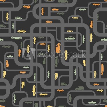 Abstract roads seamless pattern. Vector illustration. - 901140687