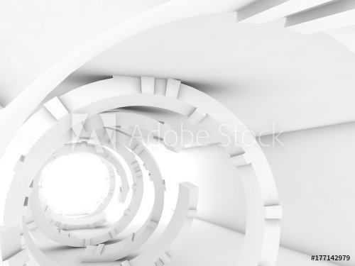 Abstract white interior, futuristic digital tunnel - 901151275