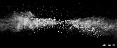 Abstract white powder explosion isolated on black background. - 901152963