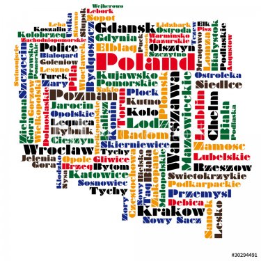 abstract word cloud map of poland - 900868308