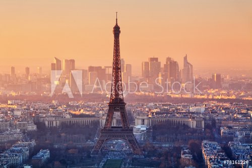 Aerial view of Paris at sunset - 901144513