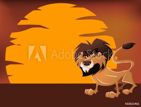 African lion in the sunset - 900868262