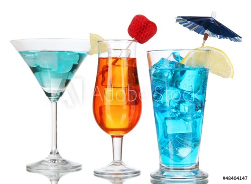 Alcoholic cocktails with ice isolated on white