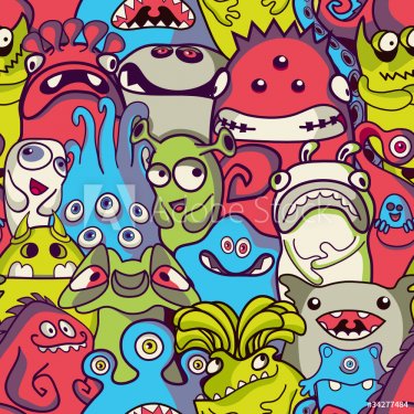 Alien and monsters - seamless pattern