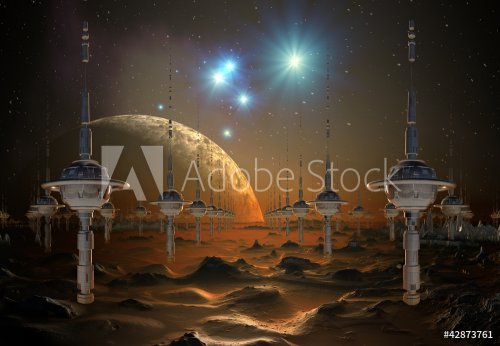 Alien Planet with Towers - 900462494