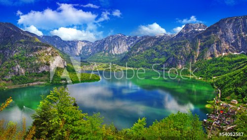 amazing Alpine lakes, Hallstatt, Austria - 901141843
