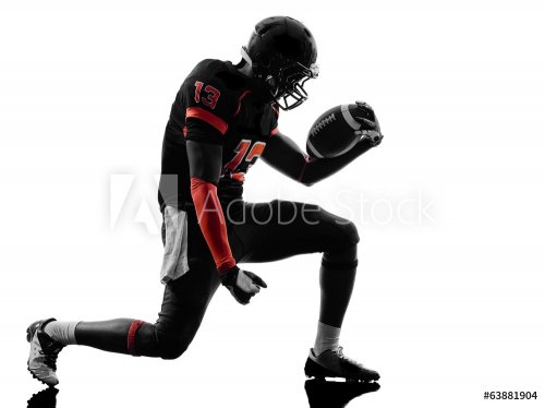 american football player joyful celebrating  silhouette