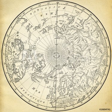 Ancient map (1746) of the northern hemisphere