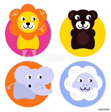 Animal buttons set isolated on white