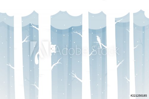 Animal in forest of winter season. Vector illustration - 901151721