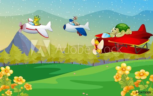 animals flying plane - 900460500