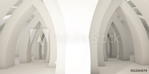 Architectural abstract background, minimalism, white background, arches. 3d r... - 901152266