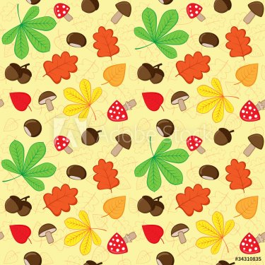 Autumn seamless pattern with nature elements