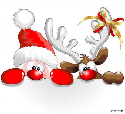 Babbo Natale e Renna-Santa Claus and Reindeer Background - 900861183