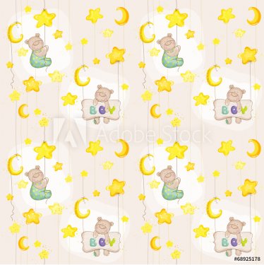 Baby Bear Seamless Pattern - for background, design, card