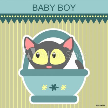 Baby boy kitten card