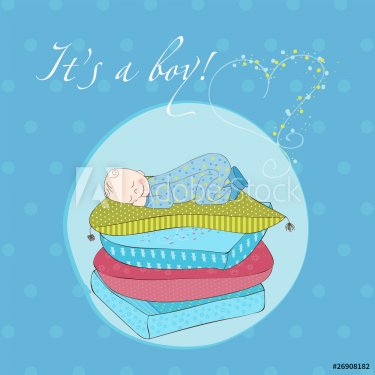 Baby Boy Sleeping on Pillows Card - 900601009