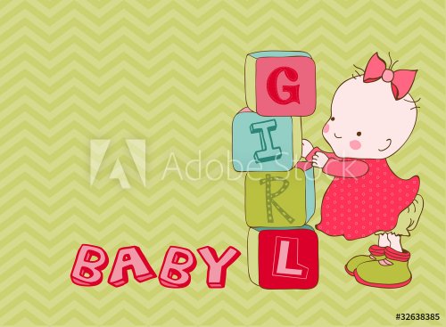 Baby Girl Arrival Card with Place for your text - 900600974