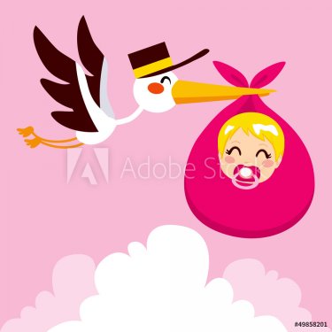 Baby Girl Delivery Stork - 901138670