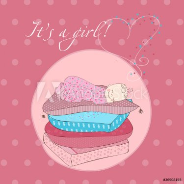 Baby Girl Sleeping on Pillows Card