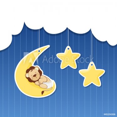 baby shower - cloud, moon, star and little lion - 901143347