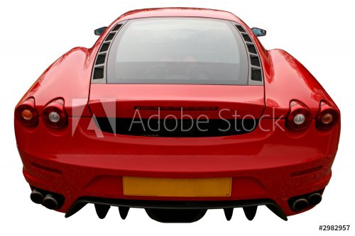 back of red supercar