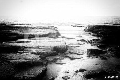 background of beach and sea, black and white image