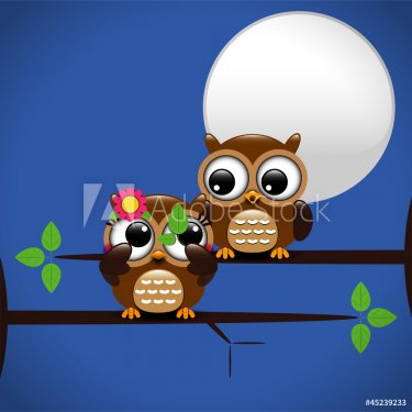 Background with couple of owls - 901145430