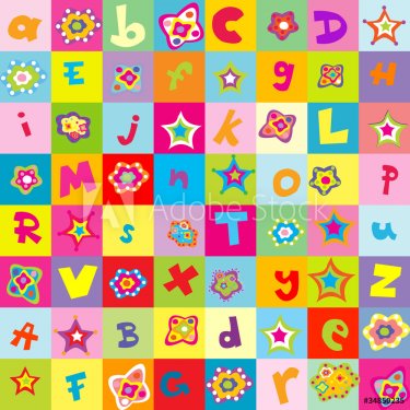 Background with letters and flowers for kindergarten - 900452518