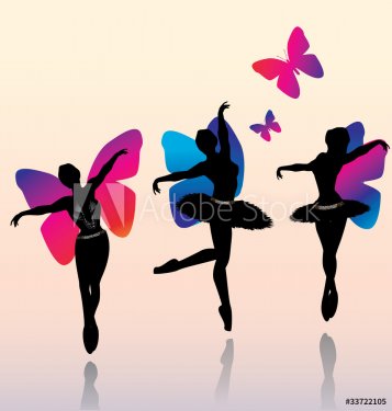 Ballerinas with butterfly wings - 900868449