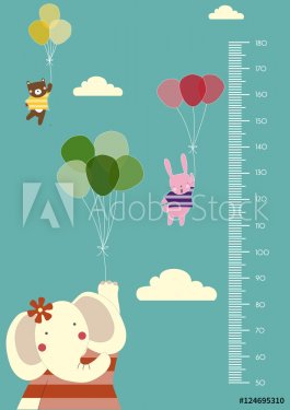 Balloon cartoons ,Meter wall or height meter from 50 to 180 centimeter,Vector illustrations