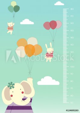 Balloon cartoons ,Meter wall or height meter from 50 to 180 centimeter,Vector... - 901154142