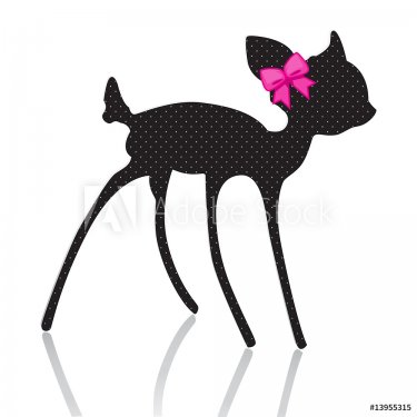 bambi silhouette with pink bow ribbon - 901138565