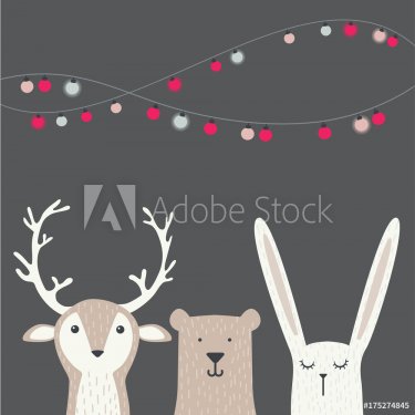 banner with cute winter animals with presents and scarfs. merry chritmas and ... - 901151764