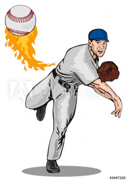 Baseball pitcher throwing a strikeout - 900315679