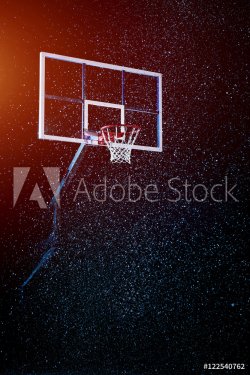 Basketball houp on black arena background - 901148412
