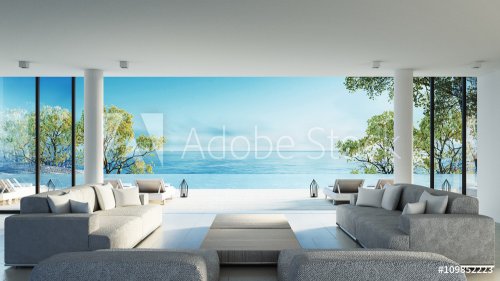 Beach living on Sea view / 3d rendering - 901152712