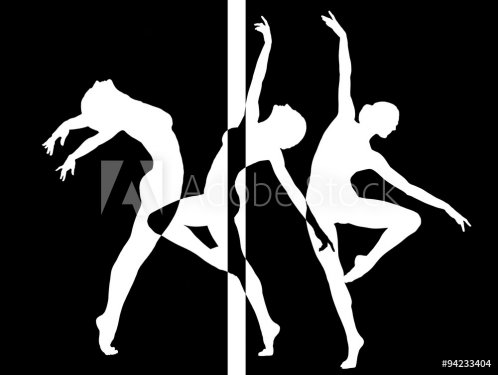 Beautiful dancer silhouettes black and white