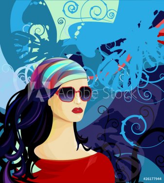 beautiful girl in sunglasses - 900511299