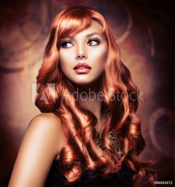 Beautiful Girl With Healthy Long Red Hair - 900810027