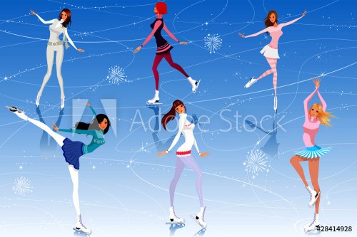 Beautiful girls skate on ice - 900461658