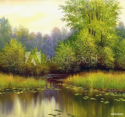beautiful summer landscape, canvas, oil - 901140437