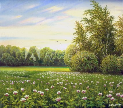 beautiful summer landscape, canvas, oil - 901140439