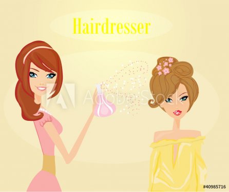 beautiful woman in hairdressing salon - 900469382
