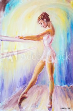 Beautiful young ballerina. Oil painting. - 901142956