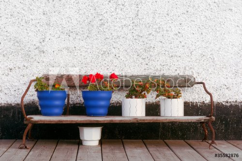Bench with flower pots - 901138284