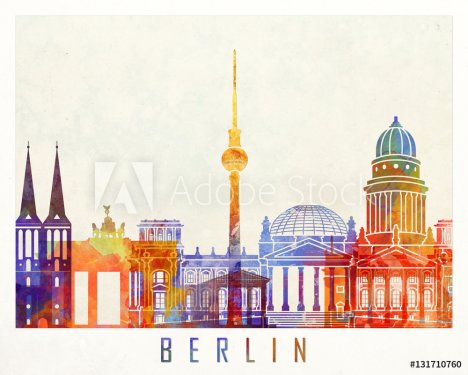 Berlin landmarks watercolor poster - 901153925