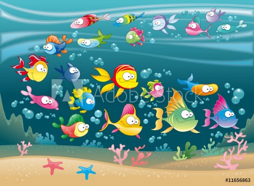 Big Family of Fish in the sea - 900459684