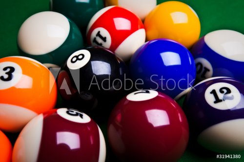 Billiard balls over table - 901149628